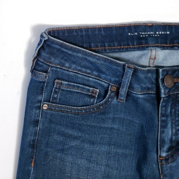 Elie Tahari FARRAH SLIM STRETCH BOOT Dark Jeans 26 - Picture 2 of 8